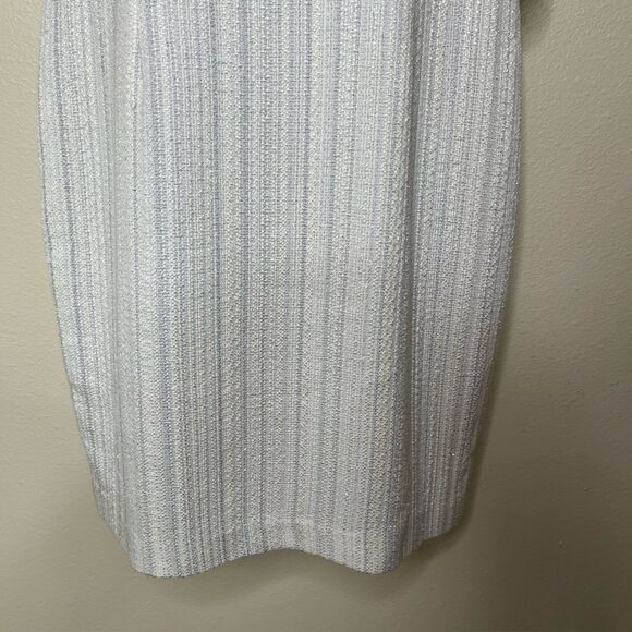 Karl Lagerfeld Tweed Fringe Ivory Metallic Sleeveless Shift Dress Women Size 12 - Picture 5 of 15